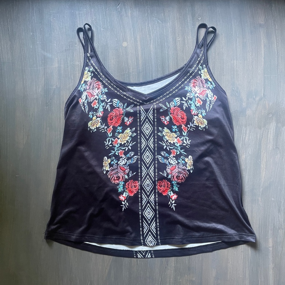 Floral print Black Camisole Top